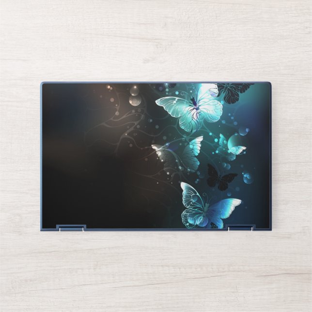 Mint Night Butterflies HP Laptop Skin (Front)