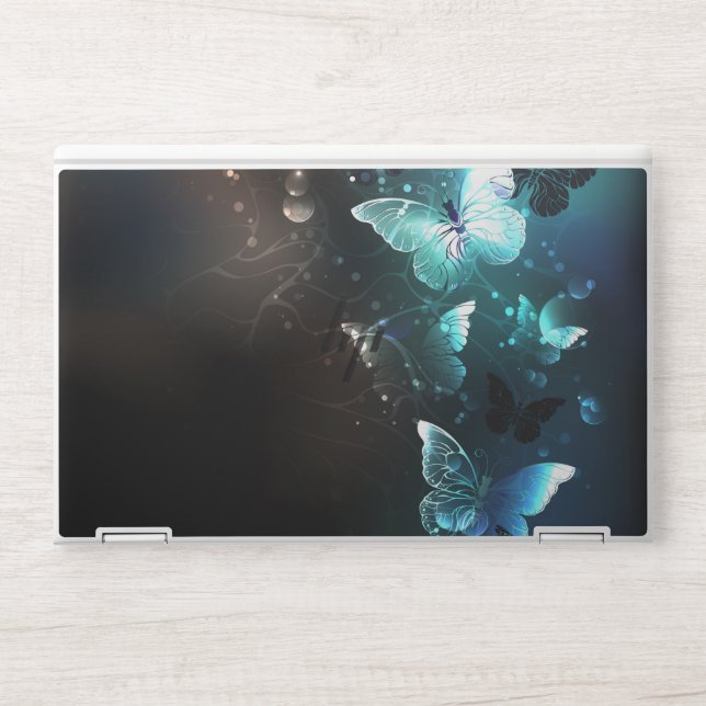 Mint Night Butterflies HP Laptop Skin (Front)