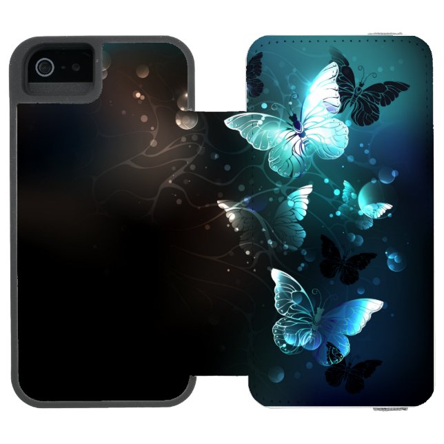 Mint Night Butterflies Incipio iPhone Wallet Case (Folio Open)