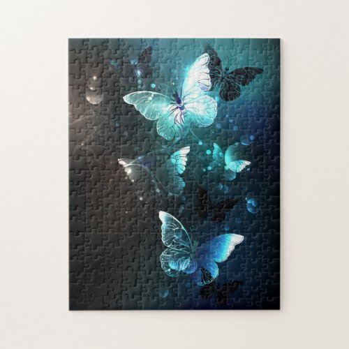 Mint Night Butterflies Jigsaw Puzzle