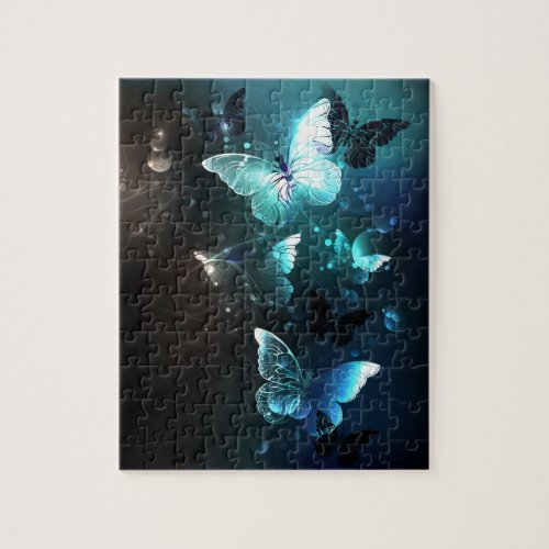 Mint Night Butterflies Jigsaw Puzzle