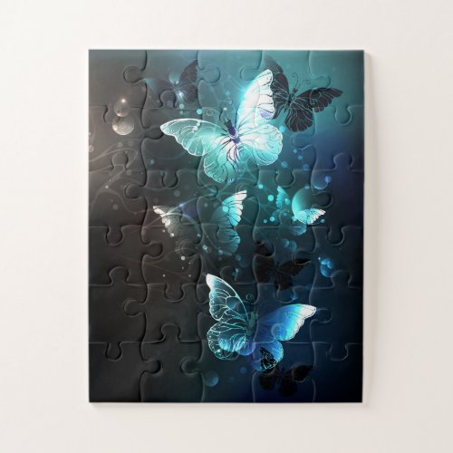 Mint Night Butterflies Jigsaw Puzzle