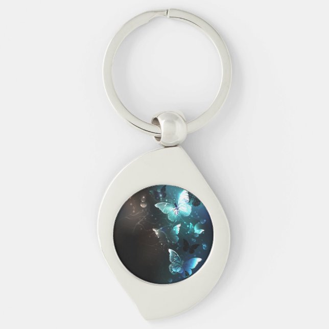 Mint Night Butterflies Keychain (Front)