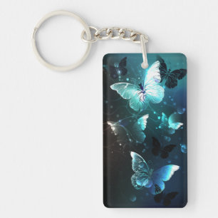 Mint Night Butterflies Keychain
