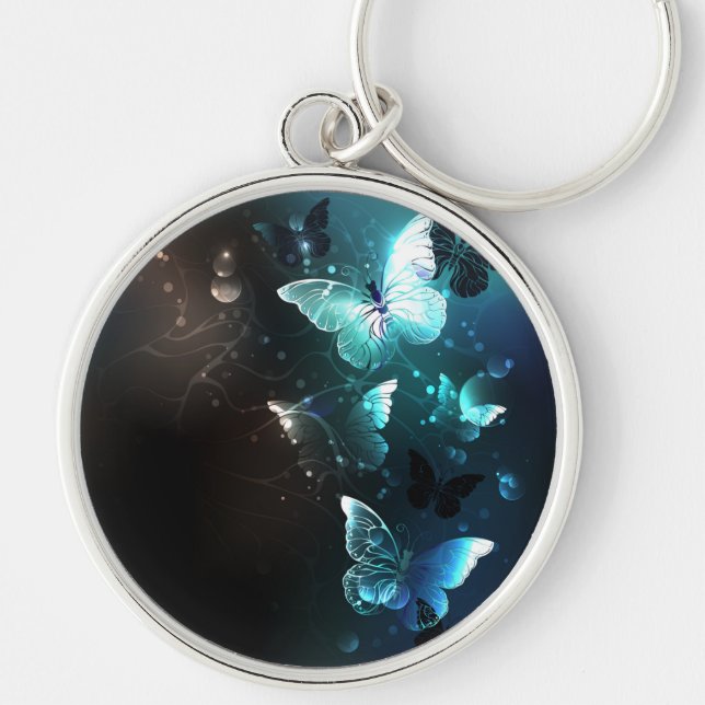 Mint Night Butterflies Keychain (Front)