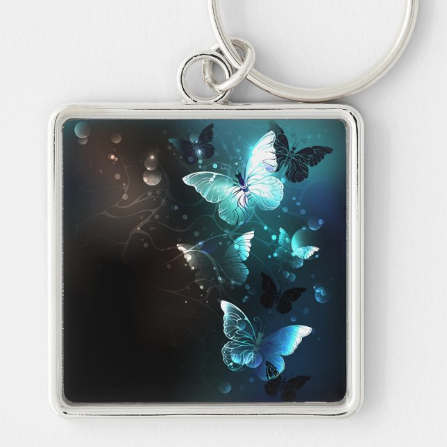 Mint Night Butterflies Keychain (Front)