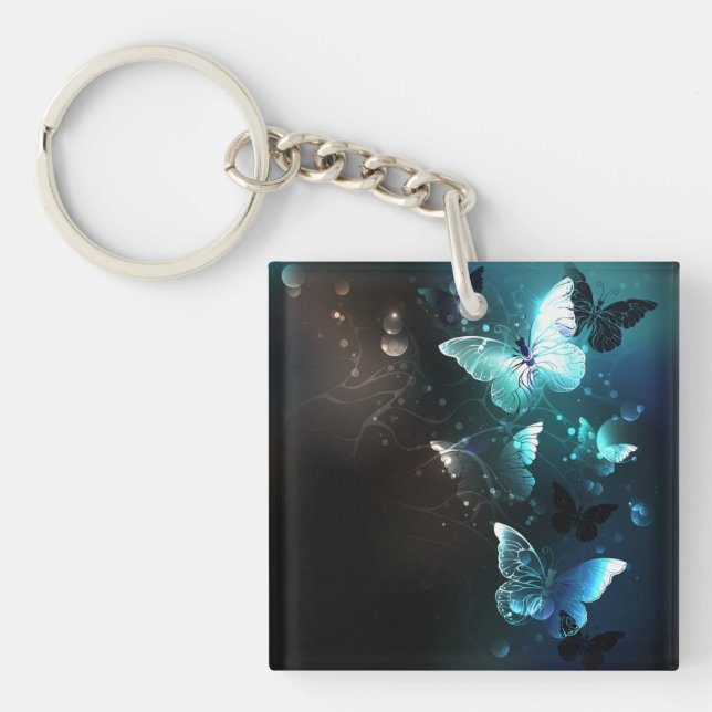 Mint Night Butterflies Keychain (Front)