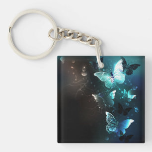 Mint Night Butterflies Keychain