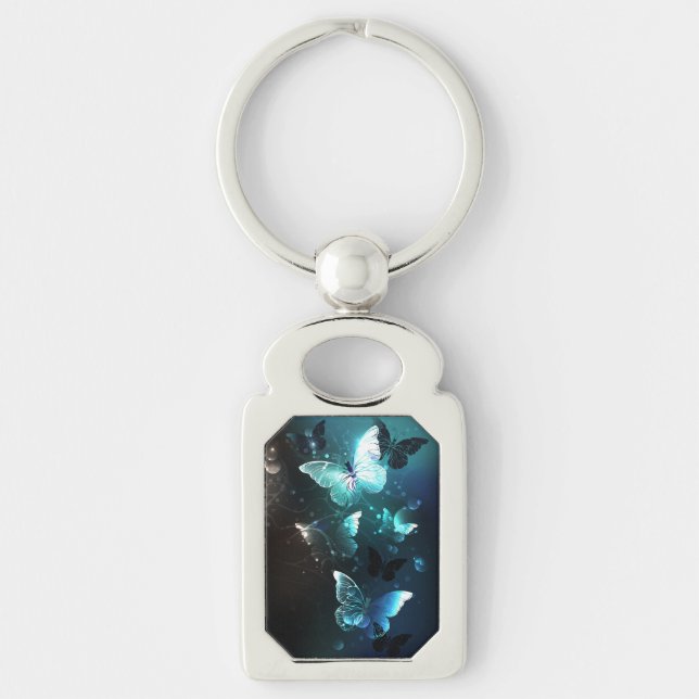 Mint Night Butterflies Keychain (Front)