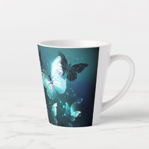 Mint Night Butterflies Latte Mug