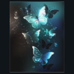 Mint Night Butterflies Letterhead<br><div class="desc">Mint night glowing butterflies on black abstract background.</div>