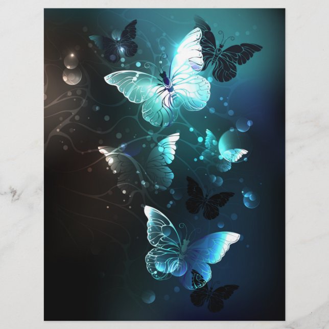 Mint Night Butterflies Letterhead (Front)