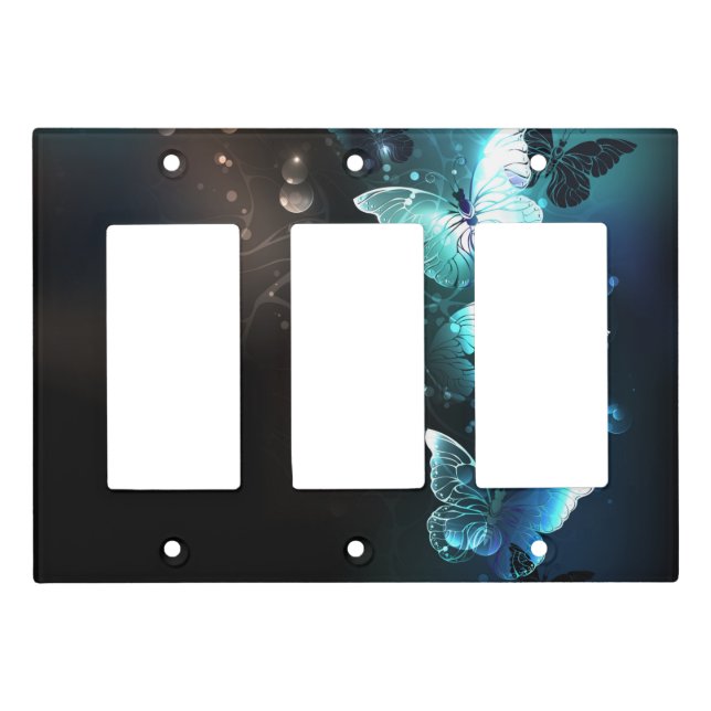 Mint Night Butterflies Light Switch Cover (Front)