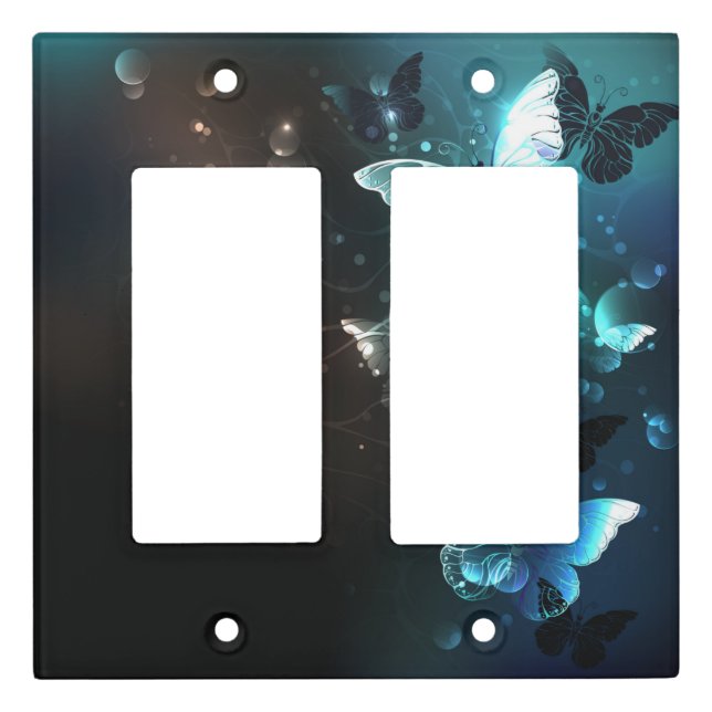 Mint Night Butterflies Light Switch Cover (Front)