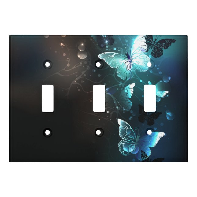 Mint Night Butterflies Light Switch Cover (Front)