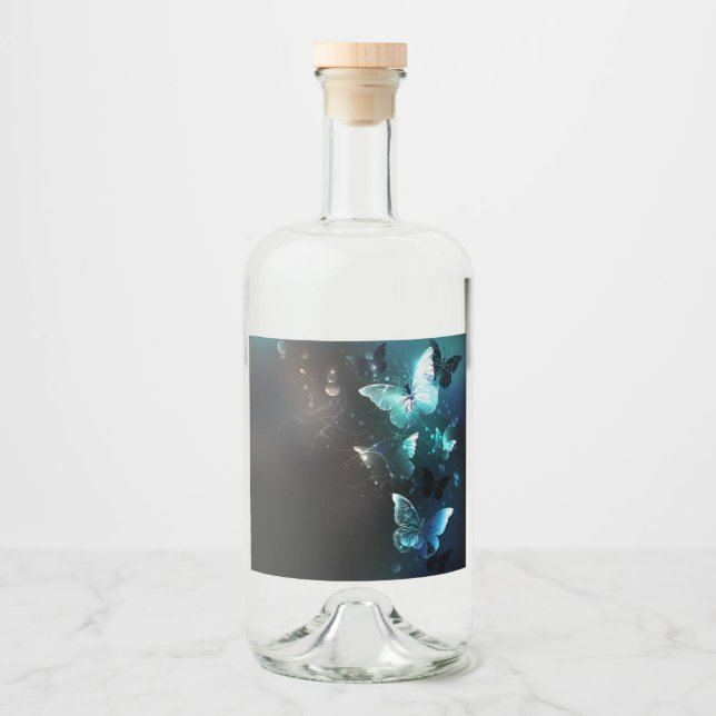 Mint Night Butterflies Liquor Bottle Label (Front)