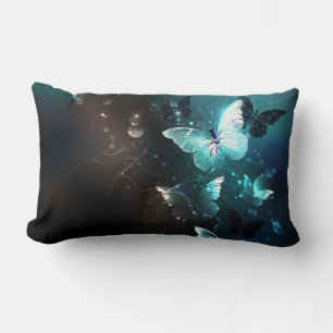 Mint Night Butterflies Lumbar Pillow