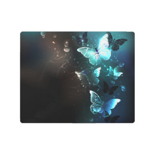 Mint Night Butterflies Metal Print