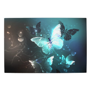 Mint Night Butterflies Metal Print