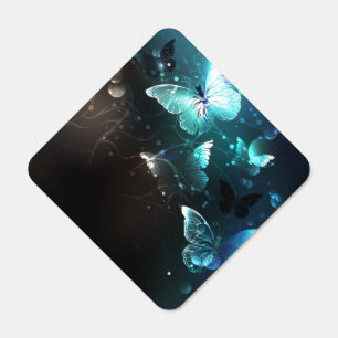 Mint Night Butterflies Metal Sign