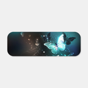 Mint Night Butterflies Metal Sign