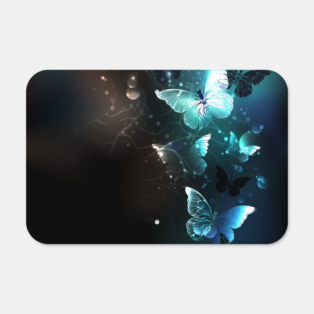 Mint Night Butterflies Metal Sign (Front)