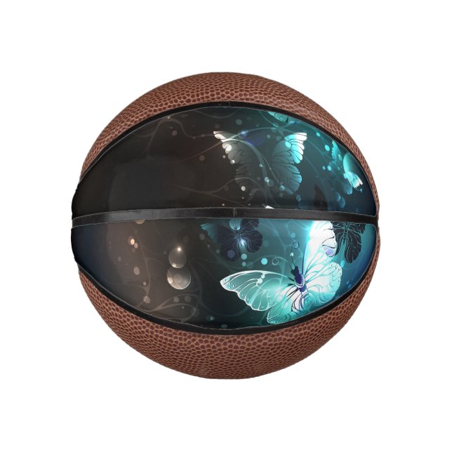 Mint Night Butterflies Mini Basketball (Front)