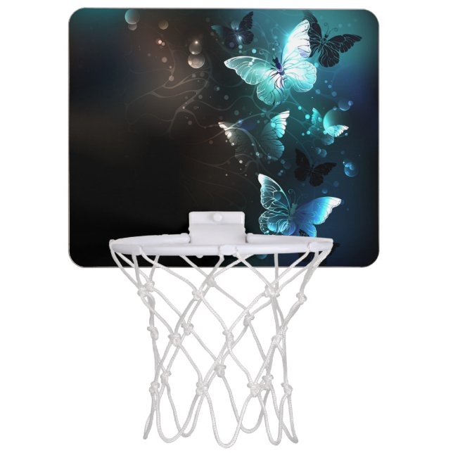 Mint Night Butterflies Mini Basketball Hoop (Front)
