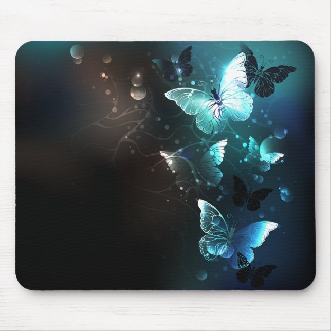 Mint Night Butterflies Mouse Pad (Front)