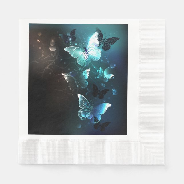 Mint Night Butterflies Napkins (Front)