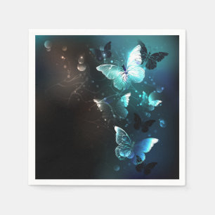 Mint Night Butterflies Napkins