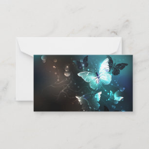 Mint Night Butterflies Note Card