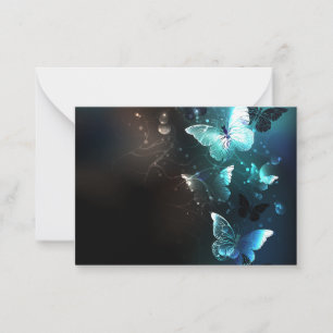 Mint Night Butterflies Note Card