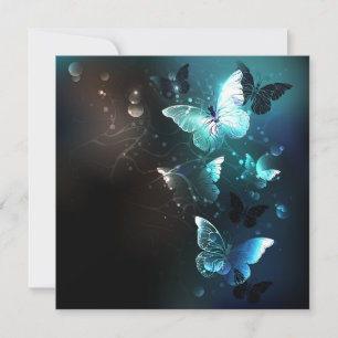 Mint Night Butterflies Note Card