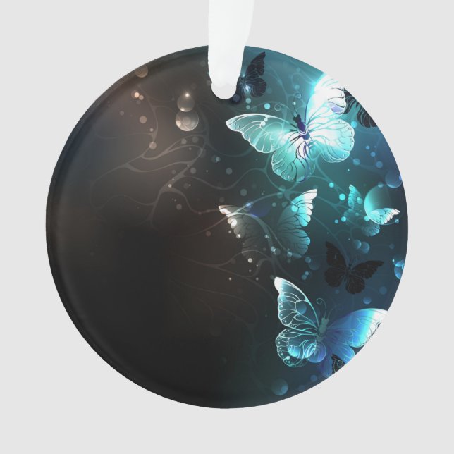 Mint Night Butterflies Ornament (Front)
