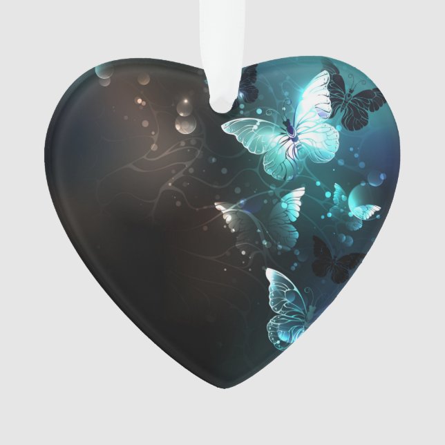 Mint Night Butterflies Ornament (Front)