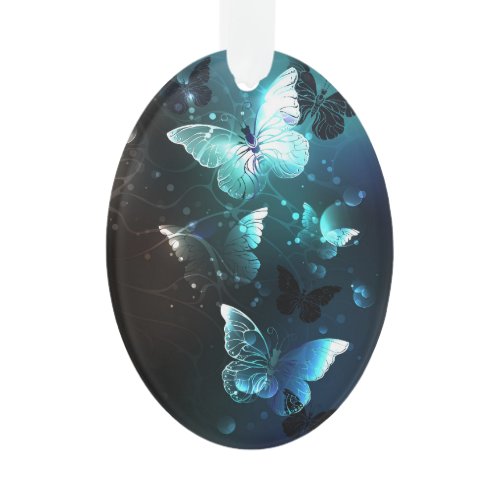 Mint Night Butterflies Ornament