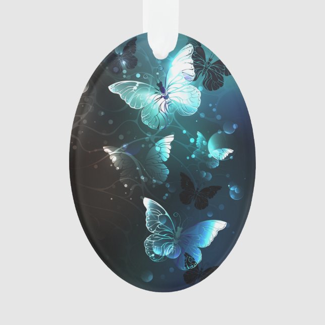 Mint Night Butterflies Ornament (Front)