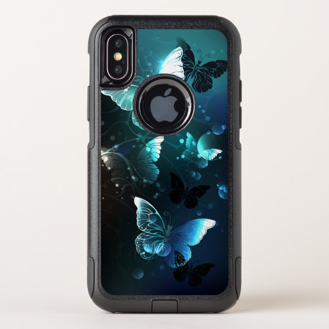 Mint Night Butterflies Otterbox iPhone Case (Back)