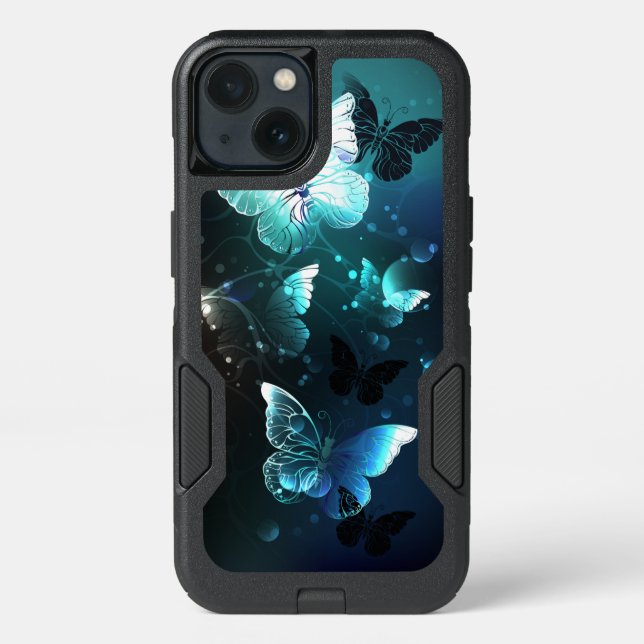 Mint Night Butterflies Otterbox iPhone Case (Back)