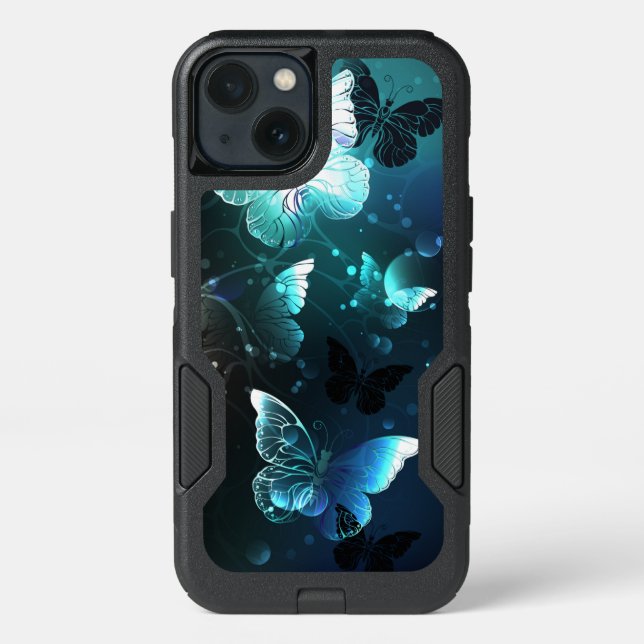 Mint Night Butterflies Otterbox iPhone Case (Back)