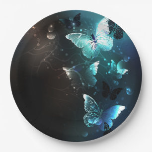 Mint Night Butterflies Paper Plates