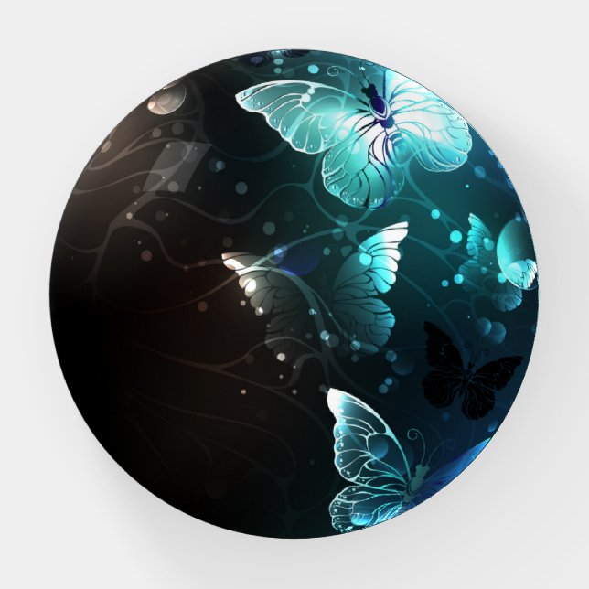 Mint Night Butterflies Paperweight (Front)
