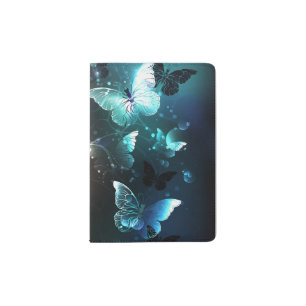 Mint Night Butterflies Passport Holder