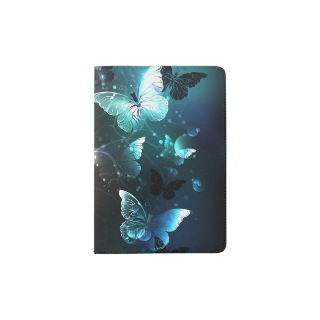 Mint Night Butterflies Passport Holder (Front)
