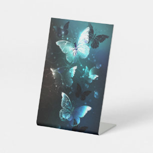 Mint Night Butterflies Pedestal Sign
