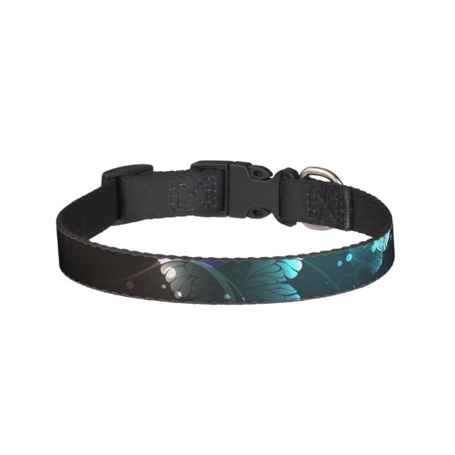 Mint Night Butterflies Pet Collar (Front)