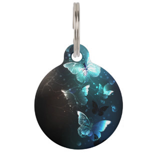 Mint Night Butterflies Pet ID Tag