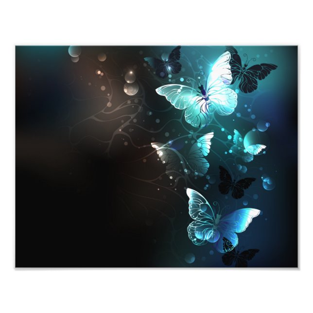 Mint Night Butterflies Photo Print (Front)