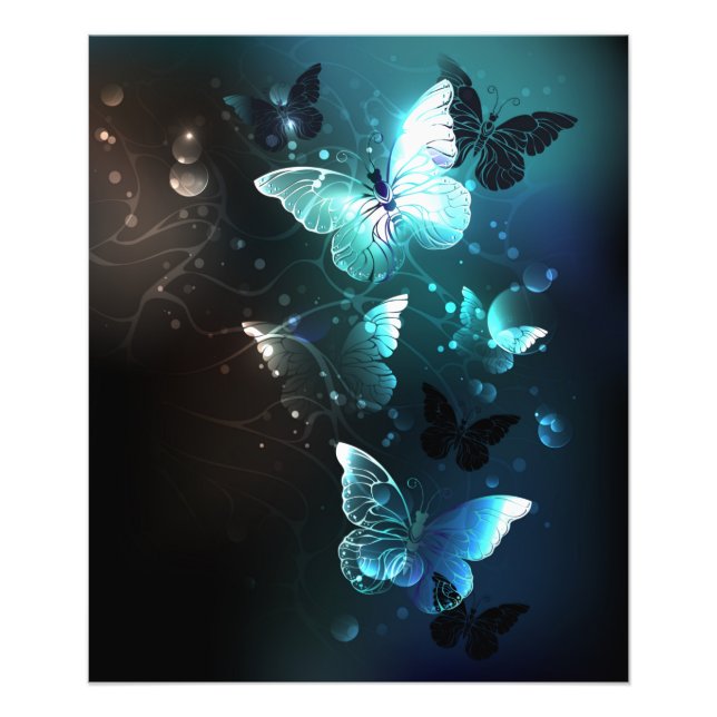 Mint Night Butterflies Photo Print (Front)